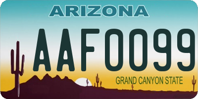 AZ license plate AAF0099