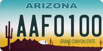 AZ license plate AAF0100
