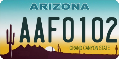 AZ license plate AAF0102