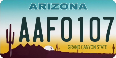 AZ license plate AAF0107