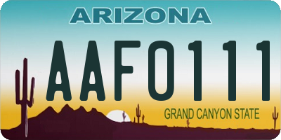 AZ license plate AAF0111