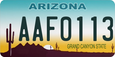 AZ license plate AAF0113