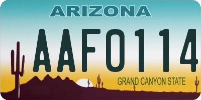 AZ license plate AAF0114