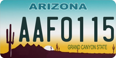 AZ license plate AAF0115