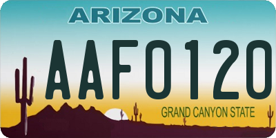 AZ license plate AAF0120