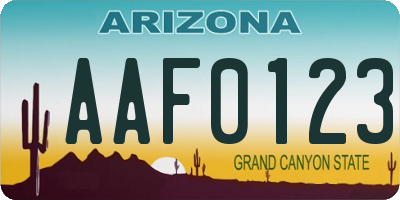 AZ license plate AAF0123