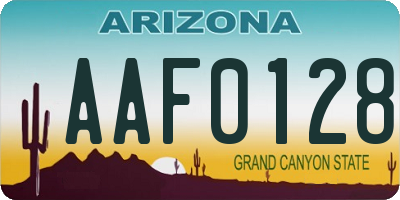 AZ license plate AAF0128