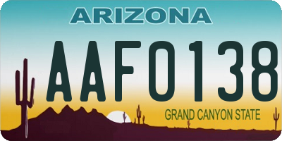 AZ license plate AAF0138