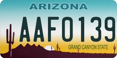 AZ license plate AAF0139