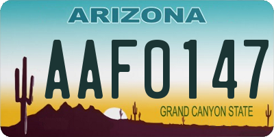 AZ license plate AAF0147
