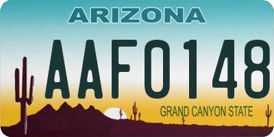 AZ license plate AAF0148