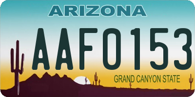 AZ license plate AAF0153