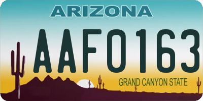 AZ license plate AAF0163