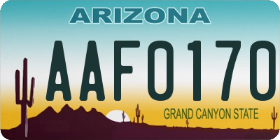 AZ license plate AAF0170