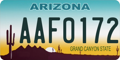 AZ license plate AAF0172