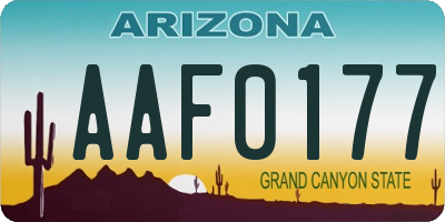 AZ license plate AAF0177