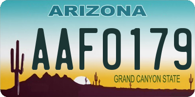 AZ license plate AAF0179