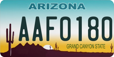AZ license plate AAF0180