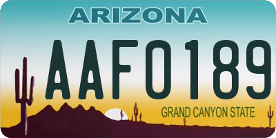 AZ license plate AAF0189