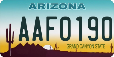 AZ license plate AAF0190