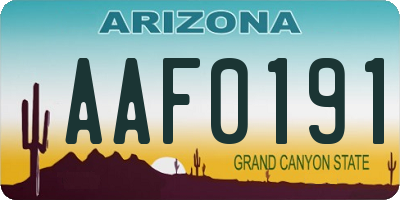 AZ license plate AAF0191
