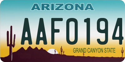 AZ license plate AAF0194