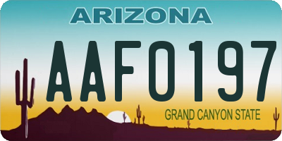 AZ license plate AAF0197