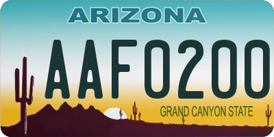 AZ license plate AAF0200