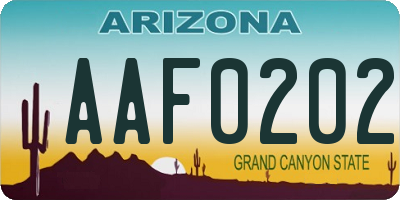AZ license plate AAF0202