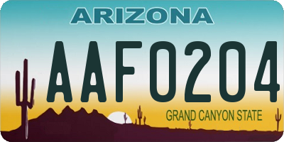 AZ license plate AAF0204