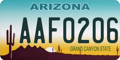 AZ license plate AAF0206