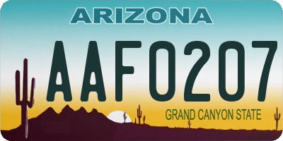 AZ license plate AAF0207