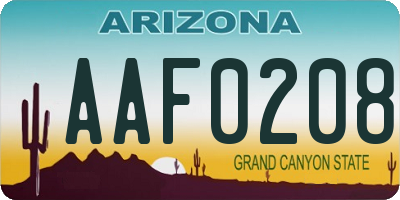 AZ license plate AAF0208