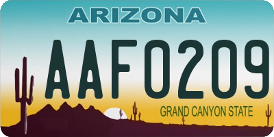 AZ license plate AAF0209