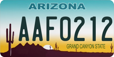 AZ license plate AAF0212