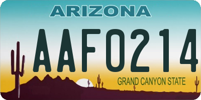 AZ license plate AAF0214