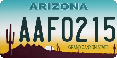 AZ license plate AAF0215