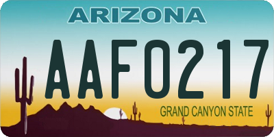 AZ license plate AAF0217