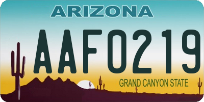 AZ license plate AAF0219