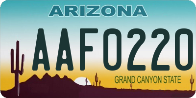 AZ license plate AAF0220