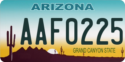 AZ license plate AAF0225
