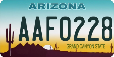 AZ license plate AAF0228