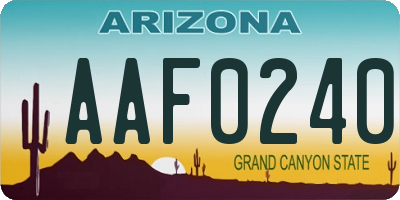 AZ license plate AAF0240