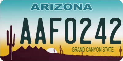 AZ license plate AAF0242