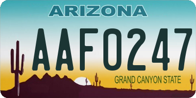 AZ license plate AAF0247