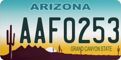 AZ license plate AAF0253