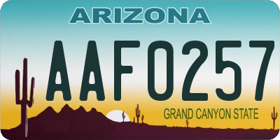 AZ license plate AAF0257