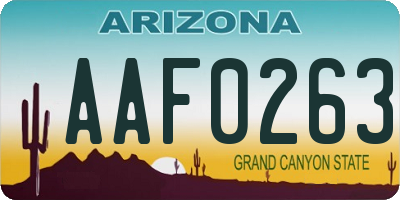 AZ license plate AAF0263