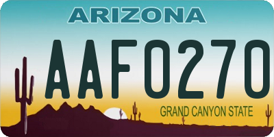 AZ license plate AAF0270