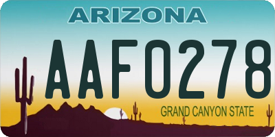 AZ license plate AAF0278